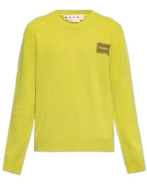 Marni Logo Patch Crewneck Jumper - Yellow