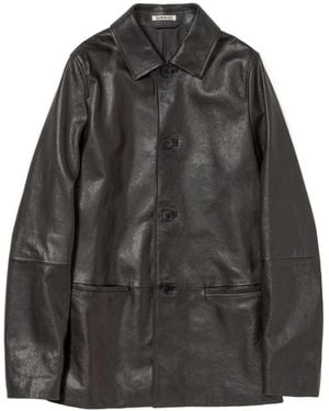 AURALEE Textured Leather Blouson - Black