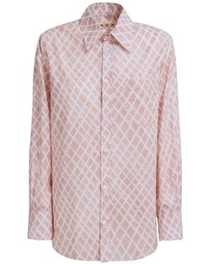 Marni Landscape Print Poplin Shirt - Pink
