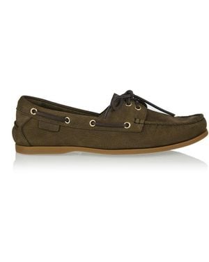 Tom Ford Round-Toe Lace-Up Boat Loafers - Green