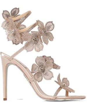 Rene Caovilla René Caovilla Floral Embellished Sandals - Metallic