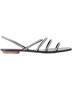 Aquazzura Crystal-Embellished Grosgrain Slingback Sandals - White