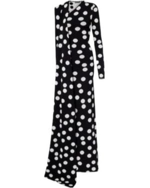 David Koma Polka-Dot Scarf-Detail Gown - Black