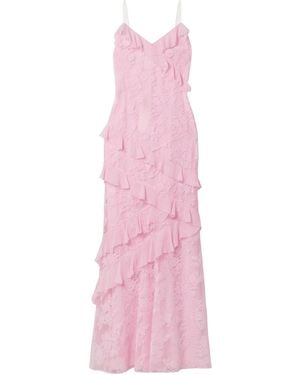 LoveShackFancy Rialto Ruffled Georgette-Trimmed Lace Maxi Dress - Pink