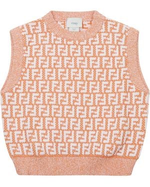 Fendi Round-Neck Knitted Vest - Pink