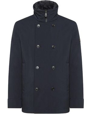 Peuterey Detachable-Bib Double-Breasted Coat - Blue
