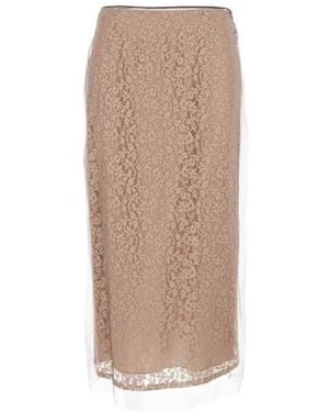 Fendi Lace Midi Skirt - Natural