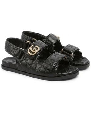 Gucci Double G Leather Sandal - Black