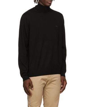 Lacoste Logo High-Neck Knitted Pullover - Black