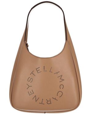 Stella McCartney Logo Perforated Small Hobo Bag - Brown