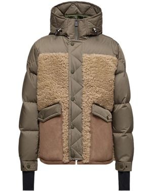 Moncler Grifford Shearling Hooded Short Down Jacket - Brown