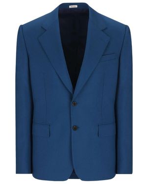 McQueen Single Breasted Tailored Jacket - Blue