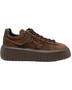 Hogan Lace-Up Low-Top Casual Shoes - Brown