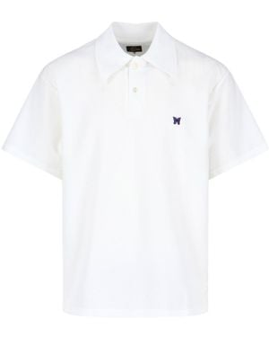 Needles Butterfly Embroidered Polo Shirt - White