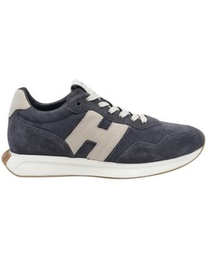 Hogan Logo-Patch Paneled Sneakers - Blue