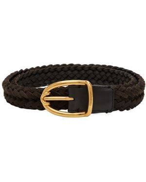Tom Ford Woven Suede Angled Buckle Belt - White