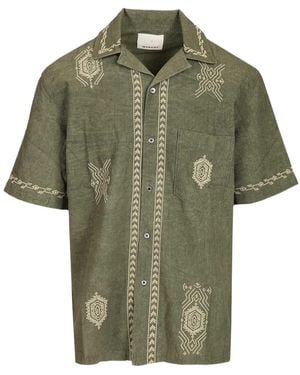 Isabel Marant Zekim Embroidered Short-Sleeve Shirt - Green