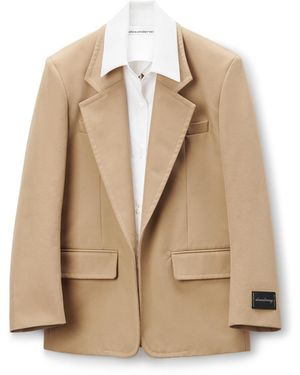 Alexander Wang Pre-Styled Layered Logo Patch Single-Breasted Blazer - Natural