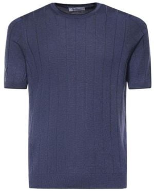 Gran Sasso Short-Sleeved Knit T-Shirt - Blue