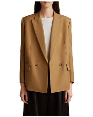 KHAITE Peak-Lapel Double-Breasted Blazer - Natural