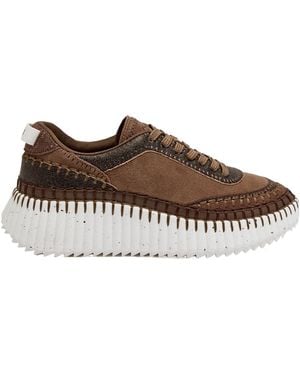Chloé Patchwork Thick-Soled Casual Shoes - Brown