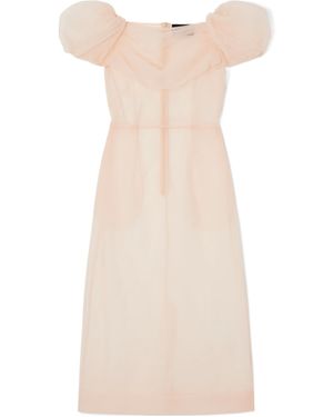 Simone Rocha Gathered Layered Tulle Midi Dress - Natural