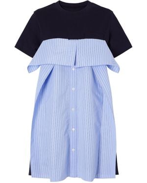 Sacai Ruffled Poplin Mini Dress - Blue