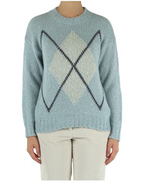 Eleventy Round-Neck Knitted Sweater - Blue