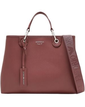Emporio Armani Shopping Bag With A Pebbled Texture And Dual Top Handles - Red