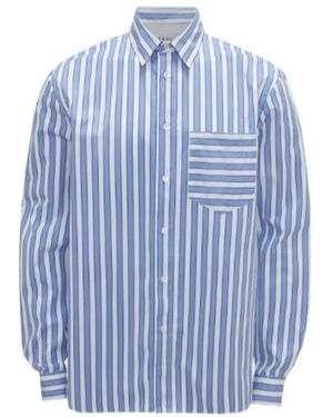 JW Anderson Jw Anderson Patchwork Striped Classic Shirt - Blue