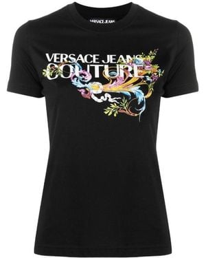 Versace Jeans Couture Logo-Print Cotton T-Shirt - Black