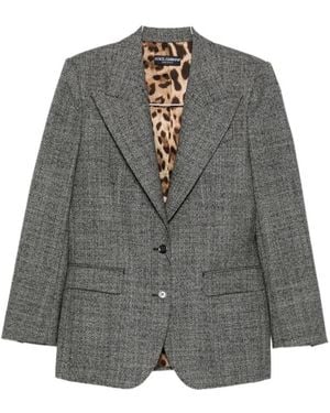 Dolce & Gabbana Single-Vent Tweed Blazer - Grey