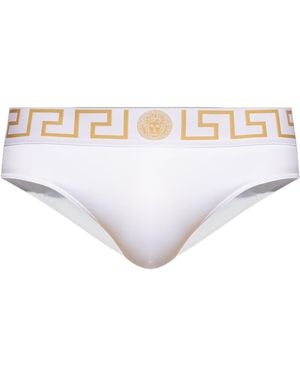 Versace Greca Border Stretched Swim Shorts - White