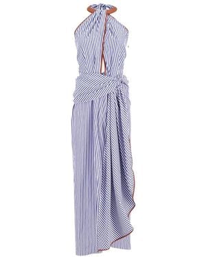 Johanna Ortiz Centro Del Cielo Striped Halter-Neck Midi Dress - Purple