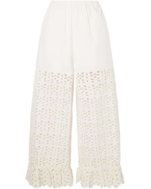 Sea Cotton And Linen-Blend Wide-Leg Pants - White