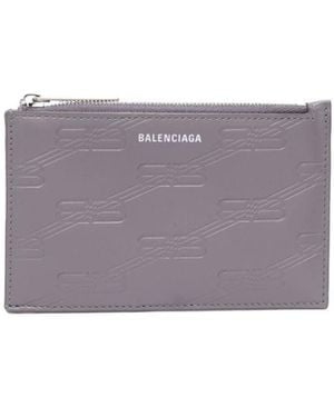 Balenciaga All-Over Logo Embossed Cardholder - Purple