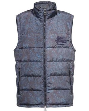 Etro High Collar Sleeveless Vest - Blue