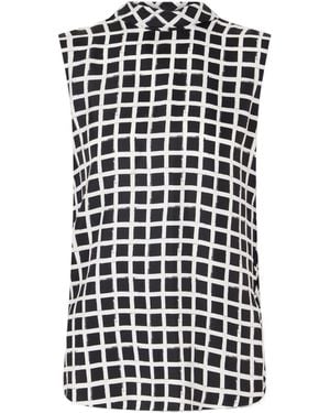 Lanvin Check-Pattern Sleeveless Top - Black