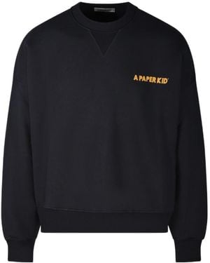 A PAPER KID Logo-Print Cotton Sweatshirt - Black