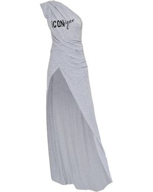 DSquared² Icon Printed One-Shoulder Dress - White