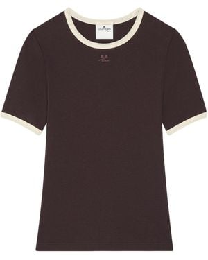 Courreges Courrèges Cut-Out Contrast T-Shirt - Brown