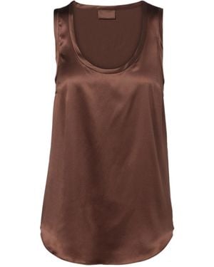 Brunello Cucinelli Silk-Blend Satin Tank Top - Brown
