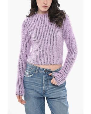 DIESEL Cropped Crewneck Sweater - Purple