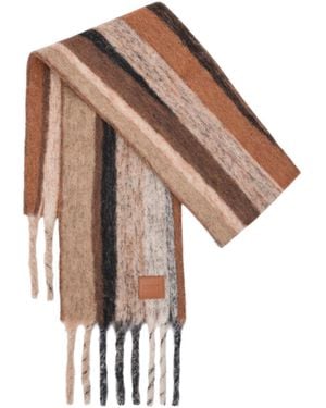 Loewe Fringed-Edge Striped Scarf - White
