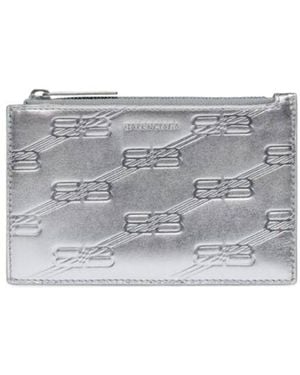 Balenciaga Portamonete Lungo E Portacarte Embossed Monogram - Gray