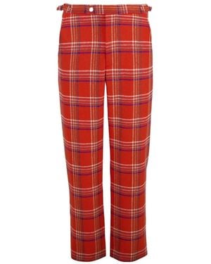 Bode Plaid-Pattern Gable Pants - Red