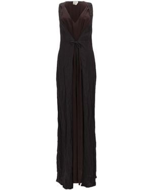 Alysi Sheer Tie-Front Maxi Dress - Black