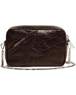 Golden Goose Logo-Print Leather Crossbody Bag - Brown