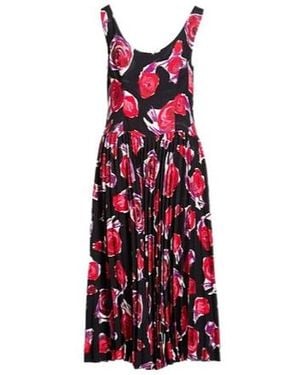 Marni Printed Pleated Dress - Red