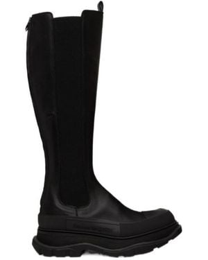 McQueen Round-Toe Knee-High Boots - Black